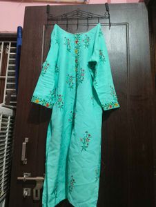 Aqua Floral Embroidered Salwar Kameez