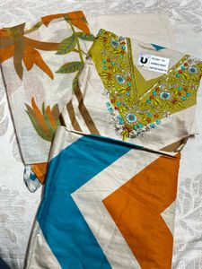 V-Neck Unstiched Suit - 100% COTTON