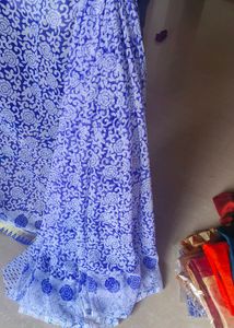 Chiffon Navy Blue and White Daily Wear Saree