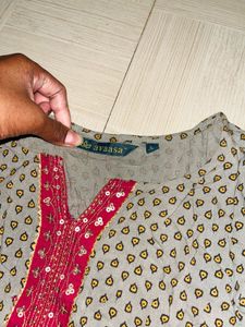 Embroidered Grey Kurta Set