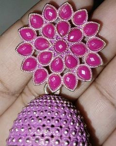 Pink Jhumka Earrings