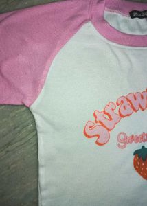 cute white baby tee w pink graphic