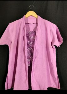 Lavender Front Embroidered Top