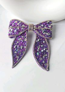 Purple Rhinestone Bow Clip