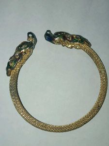 Gold Tone Peacock Bangle Bracelet