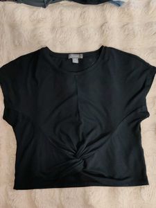 Black Knotted Crop Top