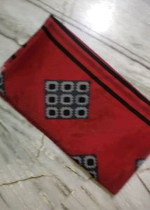 Red Duppata With Black And Ash Colur Digital Print