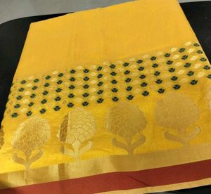 New Elegant Unused Yellow Saree