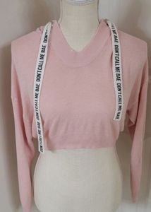 H&amp;M BABY PINK CROP HOODIE