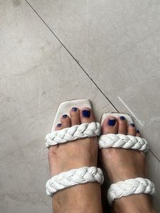 Braided White Heeled Sandals👠👡