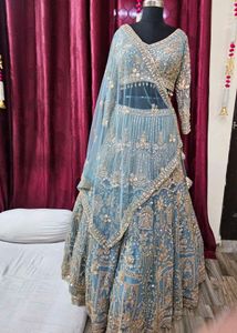 Blue Embellished Lehenga Choli Set