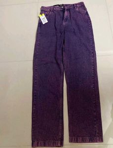 Purple Denim Wide Leg Jeans