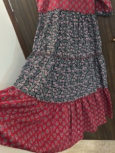 Red &amp; Black Printed feeding Dress