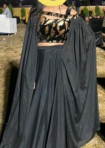 Black & Gold Crop Top and Skirt Set