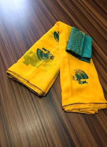 Elegant Yellow Saree with Blouse