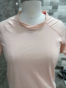 Peach Mock Neck T-shirt