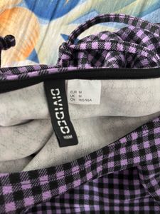 H&amp;M Purple Gingham Bodycon Mini Dress