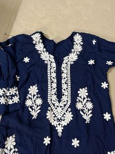 Navy Floral Embroidered Salwar Kameez