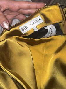 Gold Satin Wide Leg Trousers
