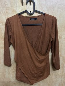 Bershka Brown Top - Size S