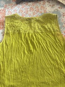 Yellow Lace Trim Tank Top