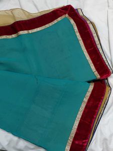 Elegant Teal &amp; Gold Saree