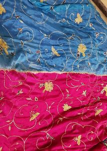 Pink Blue Saree With Sequins Lightweight