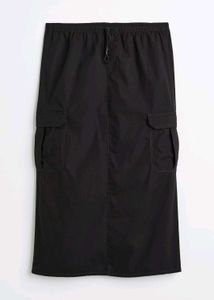 Black Cargo Parachute Skirt