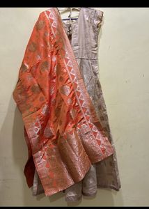 Tan Colour Anarkali Suit Set Size M