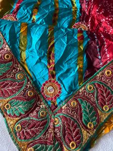 🎊Colourful Crushed Bandhani Saree
