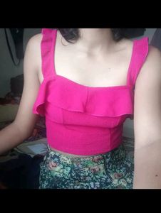 Pretty Pink Ruffled Crop Top