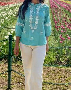 Teal Short Kurta Style Union