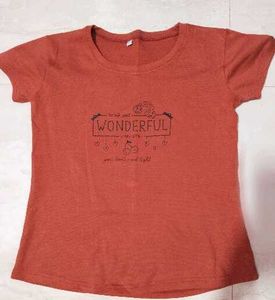 Wonderful Graphic Tee - Coral Colour
