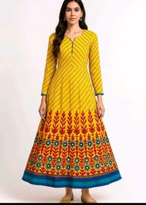 Kurti Cum Gown Wit Hand Embroidery And Mirror Work