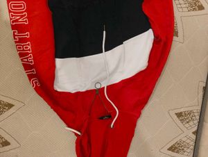 Red &amp; White Crop Hoodie