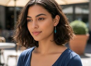 Blue Beaded Drop Earrings