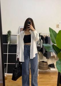 H&amp;M Oversized Pintresty Shirt Off White