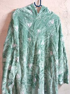 PLUS SIZE Fleece Upper Long Hoodie Night Wear