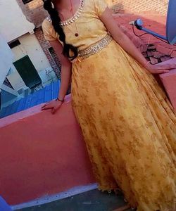 Printed Shinning Golden Dress 😍
