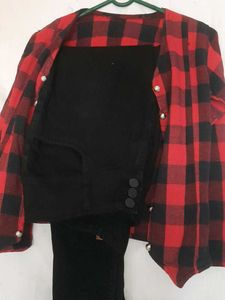 Red And Black Striped Overcoat