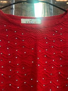 Red Embellished Top