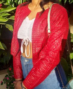 Red Croc-Embossed Jacket