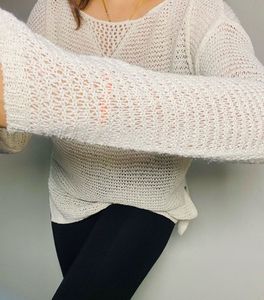Cream Knit Long Sleeve Top