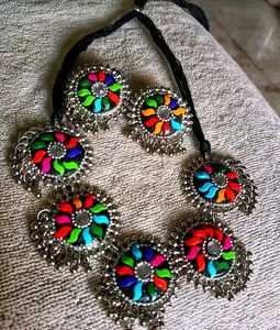 Colorful Floral Necklace & Earrings Set