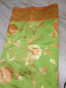 A New Saree In Green n Orange Shade