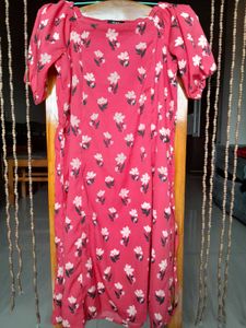 Redish Pink Floral Mini Dress