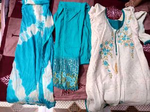 Women Kurta Set With Paint, Dupatta