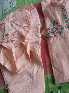 Peach Embroidered Kurta Set