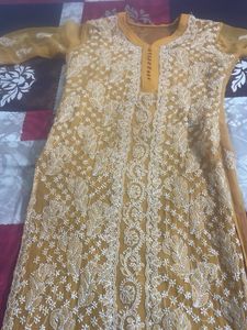 Yellow Chikankari Kurti