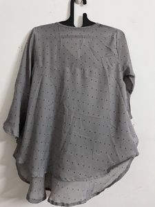 Gray Polka Dot Top